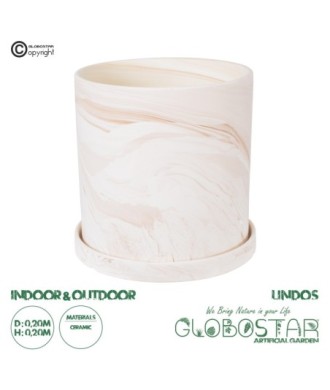 GloboStar® Artificial Garden LINDOS 20450 Πήλινο Κεραμικό Κασπώ Γλάστρα - Flower Pot Απαλό Ροζ Φ20cm x Υ20cm